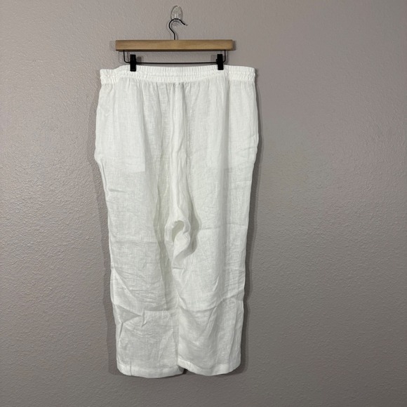 Elie Tahari Woman's Size 2X White 100% Linen Sheer Pull On Pants Swim Coverup - Picture 3 of 12